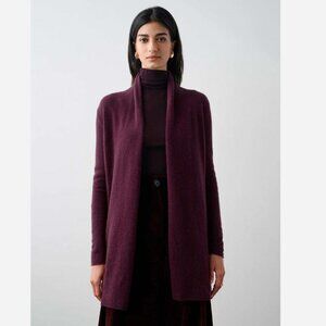 White + Warren Cashmere Trapeze Cardigan - Midnight Plum